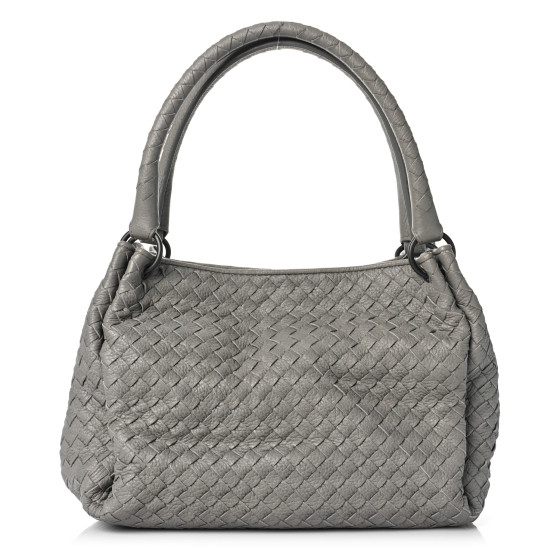 【関税&送料込】Bottega Veneta Light Grey Nappa Leather Sand BOTTEGA VENETA Nappa Intrecciato Parachute Bag Light Grey