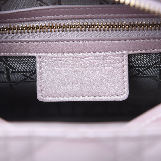 CHRISTIAN DIOR Pearly Lambskin Cannage Medium Lady Dior