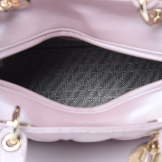 CHRISTIAN DIOR Pearly Lambskin Cannage Medium Lady Dior