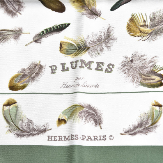 HERMES Silk Plumes par Henri de Linares Scarf 90 384426