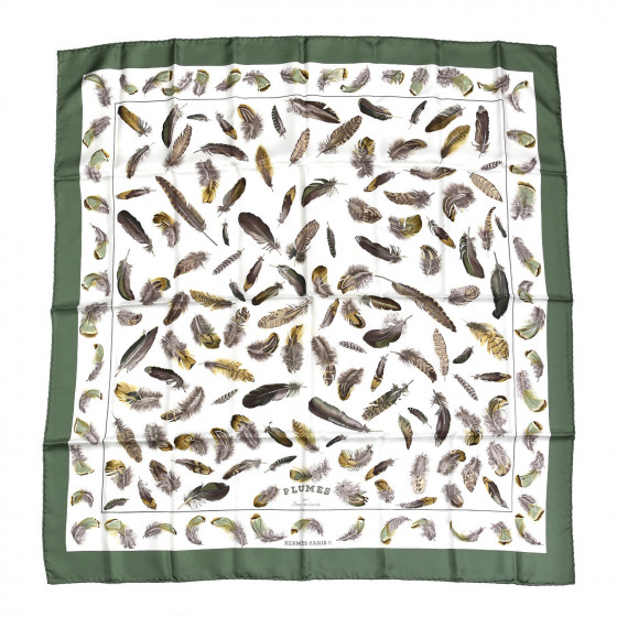 HERMES Silk Plumes par Henri de Linares Scarf 90 384426