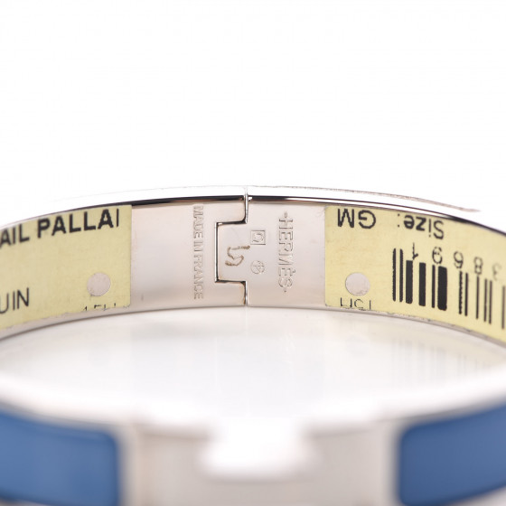 HERMES Enamel Narrow Clic Clac H Bracelet GM Bleu Turquin