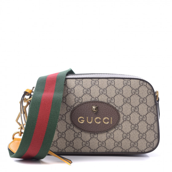 GUCCI GG Supreme Monogram Web Neo Vintage Shoulder Bag Beige