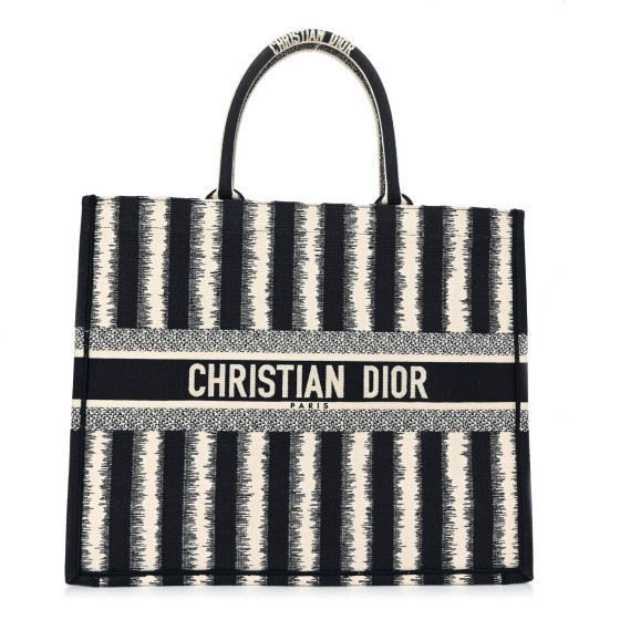 Christian Dior トートバッグ 大容量 ネイビー 美品 クリスチャンディオール ブックトート ラージ キャンバス