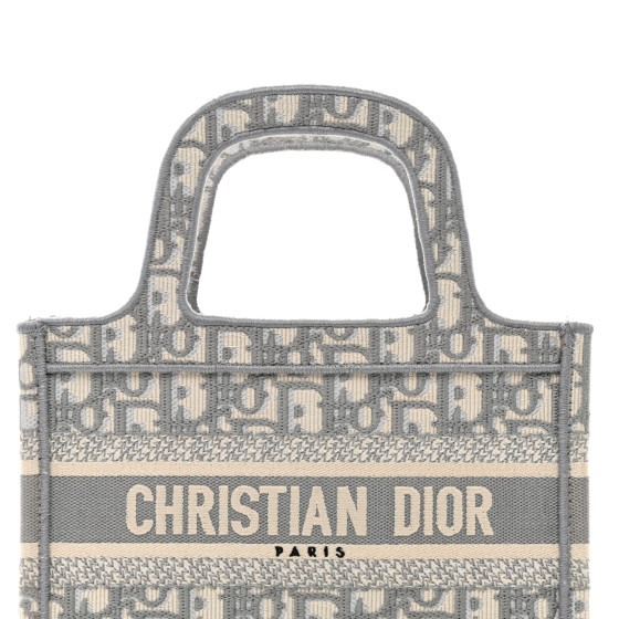 CHRISTIAN DIOR Oblique Mini Book Tote Grey Multicolor