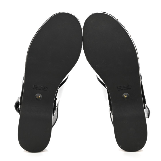 HERMES Toscan Calfskin Hermione Mules 37 Black 1555659