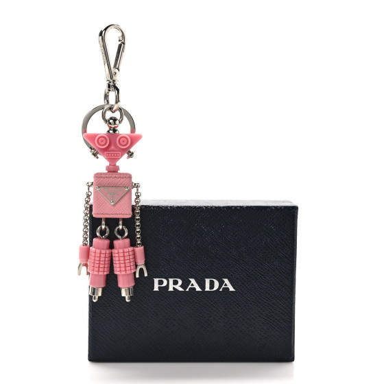 PRADA Saffiano Edward Robot Trick Keychain Bubblegum Pink