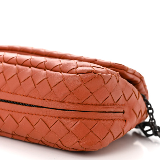 超特価★BOTTEGA VENETA★Intrecciato Flap Shoulder Bag Orange Bottega Veneta Intrecciato Shoulder Bag Leather Orange