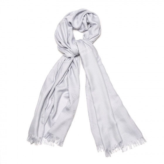 HERMES Cashmere Silk New Libris Stole Gris Nuage 414576