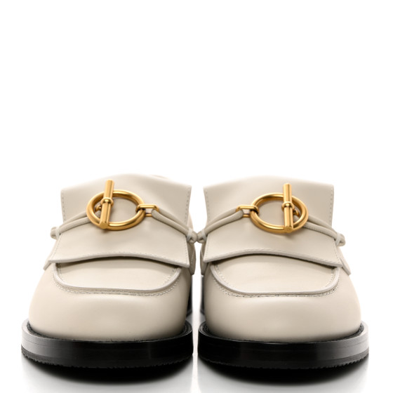 エルメス HERMES Calfskin Womens Impact Loafers 36.5 Blanc De Paris