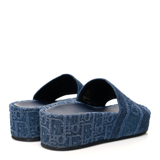 CHRISTIAN DIOR Oblique Denim D-Way Platform Sandal 36 Blue