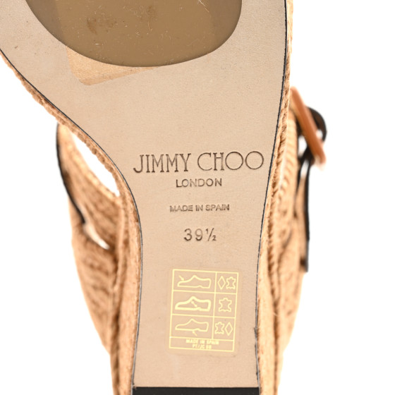 JIMMY CHOO Calfskin Espadrille Delphi 100 Wedge Sandals 39.5