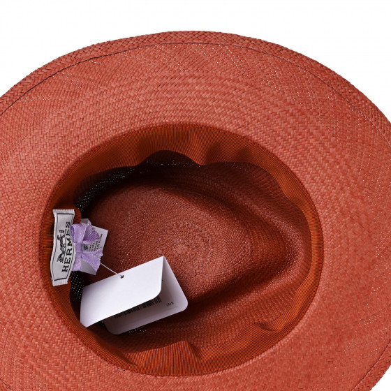 HERMES Straw Esperance Panama Hat 57 Terracotta 1014967