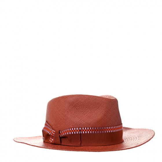 HERMES Straw Esperance Panama Hat 57 Terracotta 1014967