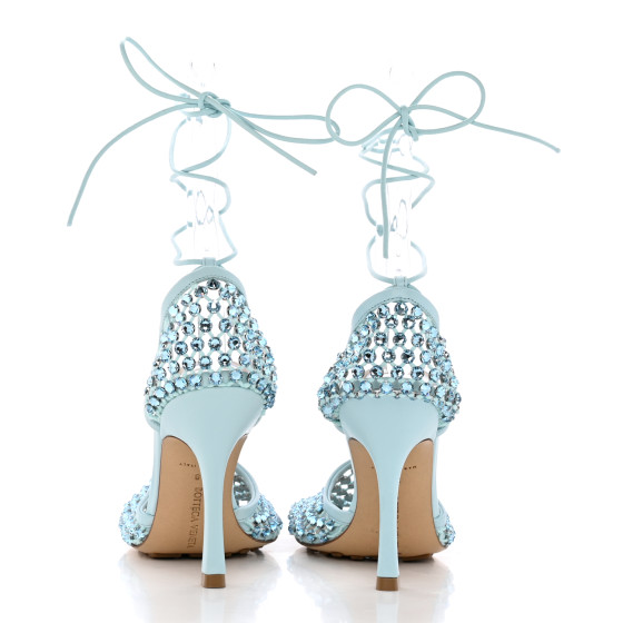 サンダル・ミュール BOTTEGA VENETA Pastel Light-Blue Mesh Stretch Sandals BOTTEGA VENETA Mesh Nappa Crystal Embellished Sparkle