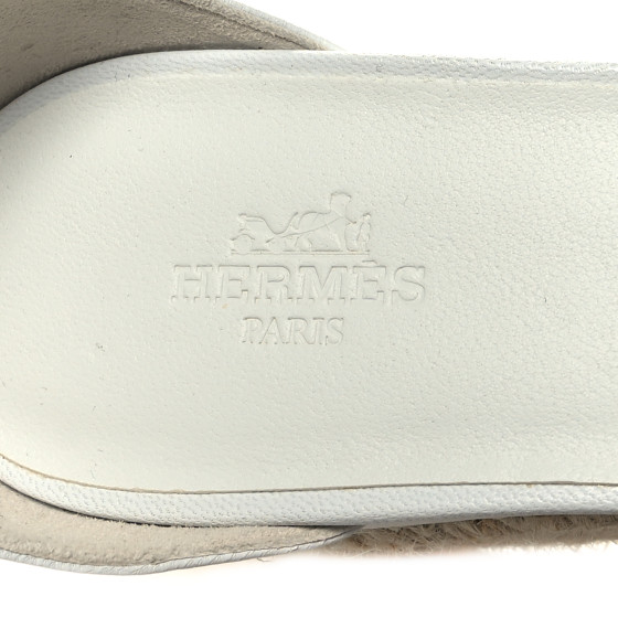 HERMES Goatskin Elda Espadrille Wedge Sandals 39 White