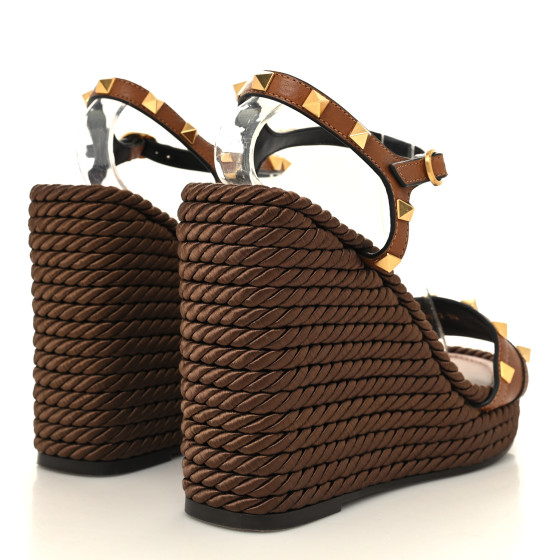 【値下げ】【新品未使用】『VALENTINO』 BROWN トラウザーズ VALENTINO GARAVANI Calfskin Rockstud Torchon Espadrille 25