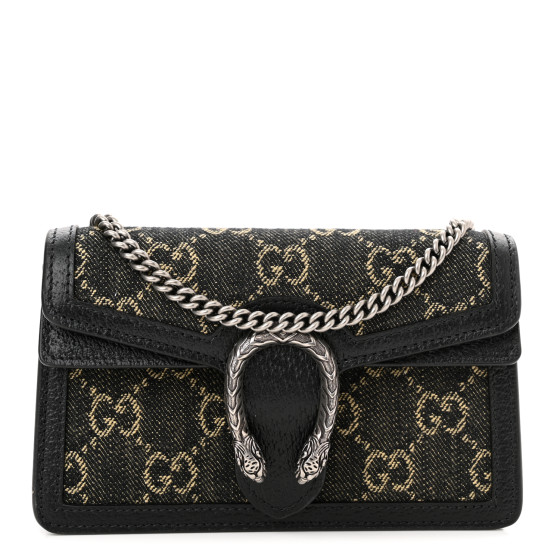 【GUCCI】Mini Dionysus Shoulder Bag Black GUCCI Jacquard Black Denim GG Monogram Super Mini Dionysus