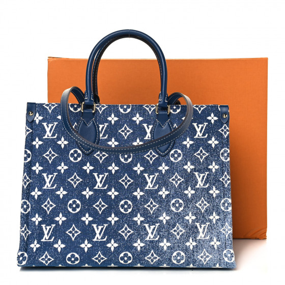 LOUIS VUITTON Monogram Jacquard Denim Onthego MM Bleu 965759