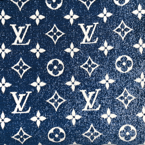 Louis Vuitton 青色 刺繍 ノースリーブ M LOUIS VUITTON Monogram Jacquard Denim Onthego MM Bleu 969471