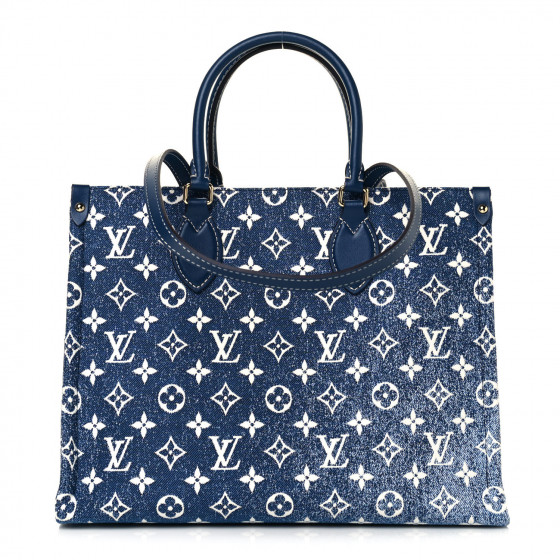 LOUIS VUITTON Monogram Jacquard Denim Onthego MM Bleu