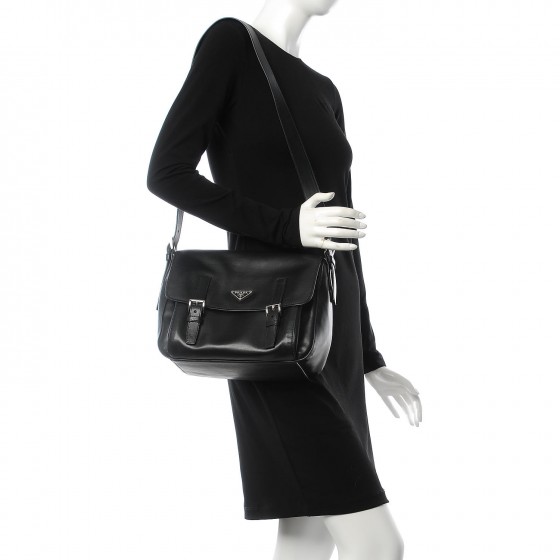 プラダ 【PRADA】 メッセンジャーバッグ 　VA1076　SOFT CALF PRADA Soft Calf Messenger Bag Nero Black 318474 | FASHIONPHILE