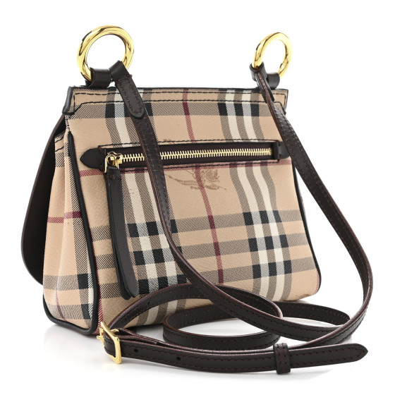 新品バーバリー BURBERRY Haymarket Check Baby Bridle Saddle Bag Dark Clove