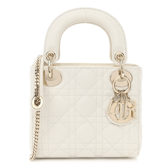 【ヴィンテージ】Rank:S☆Dior White Mini Cannage バック CHRISTIAN DIOR Lambskin Cannage Mini Lady Dior White 1466798
