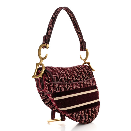 [Christian Dior]★Velvet Oblique Saddle shoulder bag★Brown Dior Brown Velvet Oblique Saddle Bag Cloth ref.1393599