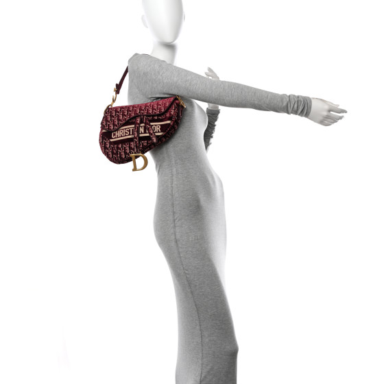 [Christian Dior]★Velvet Oblique Saddle shoulder bag★Brown Dior Brown Velvet Oblique Saddle Bag Cloth ref.1393599