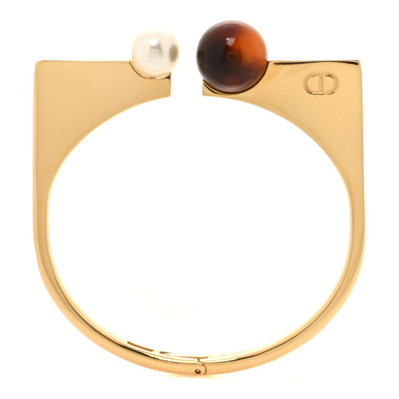 CHRISTIAN DIOR Pearl Resin Tribales New Look Bangle M Gold