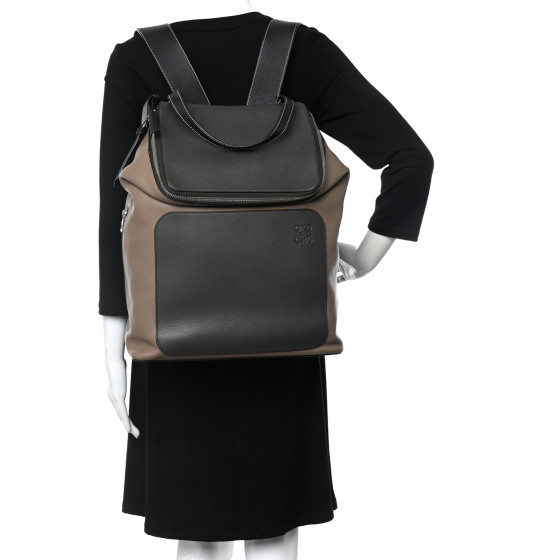 LOEWE Calfskin Goya Backpack Black Beige 1312541 | FASHIONPHILE