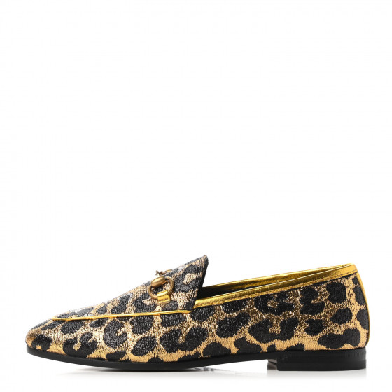 ローファー・オックスフォード Jordaan Animal Print Loafer GUCCI Jacquard Leopard Print Horsebit Womens Jordaan Loafers