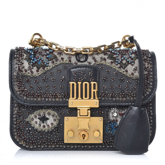 CHRISTIAN DIOR Calfskin Beaded Mini Dioraddict Flap Bag