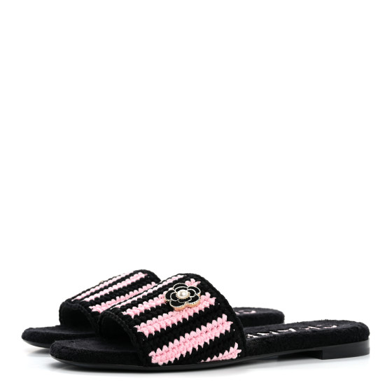 [CHANEL]★Crochet Velcro Sandals★Black 240 248851-