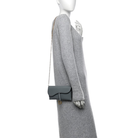Dior Saddle Nymphea ウォレット Dior Long Saddle Wallet With Chain Gray Oblique Jacquard