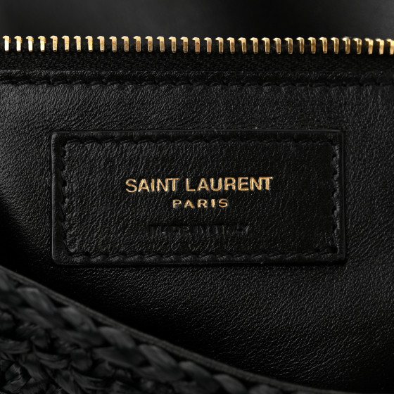 SAINT LAURENT Raffia Monogram Tassel Kate 99 Black 1651787