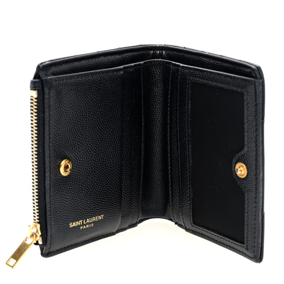 ★Saint Laurent★ Monogram Matelasse Zipper Card Holder Blac SAINT LAURENT Grain De Poudre Matelasse Chevron Monogram