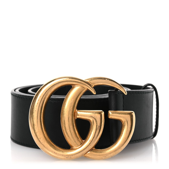 GUCCI Calfskin Double G 40mm Belt 80 32 Black 1647565