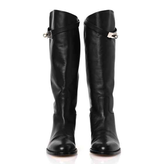 HERMES Box Kelly Jumping Boots 37 Black 1641950 | FASHIONPHILE