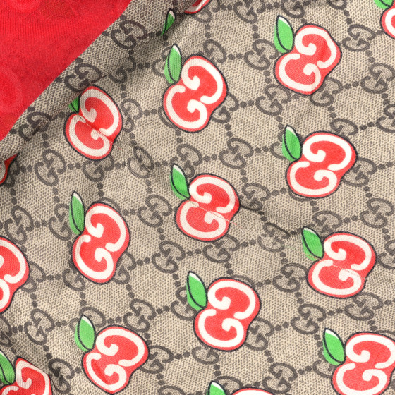 GUCCI GGロゴスカーフ レッド Gucci Scarf GG Logo Club Brown Beige Red Silk Twill Wrap