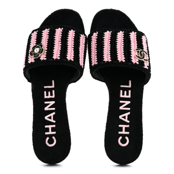 [CHANEL]★Crochet Mule Sandals CHANEL Crochet CC Mules Sandals 36.5 Rose 1652614 | FASHIONPHILE