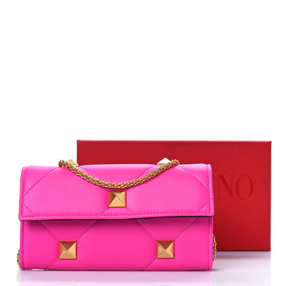 VALENTINO GARAVANI Nappa Roman Stud Wallet On Chain Pink PP