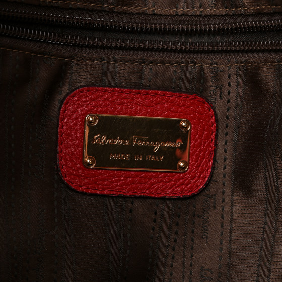 Salvatore Ferragamo トートバッグ デニム/レッド SALVATORE FERRAGAMO Calfskin Gina Tote Red 1229478