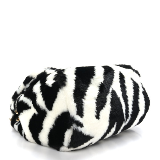 DOLCE GABBANA Faux Fur Zebra Print Miss Sicily Satchel Black