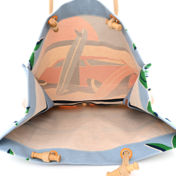 HERMES Canvas Apres la Vague Beach Bag Orange Bleu 1251920