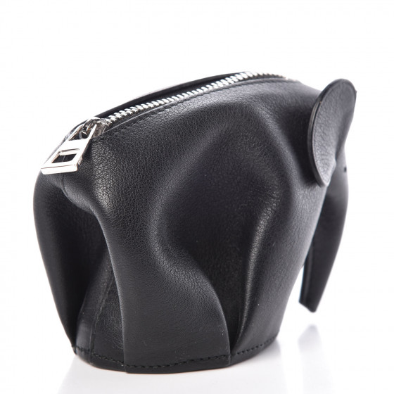 LOEWE Calfskin Elephant Coin Purse Black 399101 | FASHIONPHILE