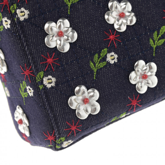 Dior ディオール CHRISTIAN DIOR Denim Cannage Floral Embroidered Mini Lady