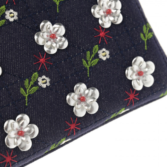 Dior ディオール CHRISTIAN DIOR Denim Cannage Floral Embroidered Mini Lady