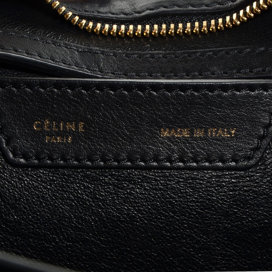 CELINE ブザス CELINE Crocodile Embossed Medium Trapeze Black 77480